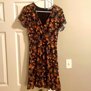 LOFT Floral Ruffle Hem Dress